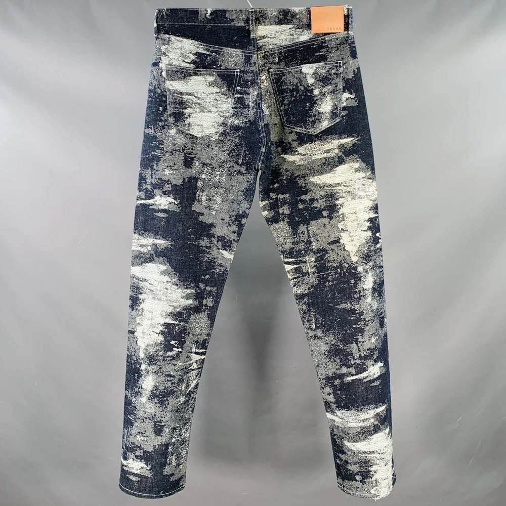 TAAKK Navy Blue Embroidery Cotton Japanese Denim Straight Jeans - Picture 4 of 8